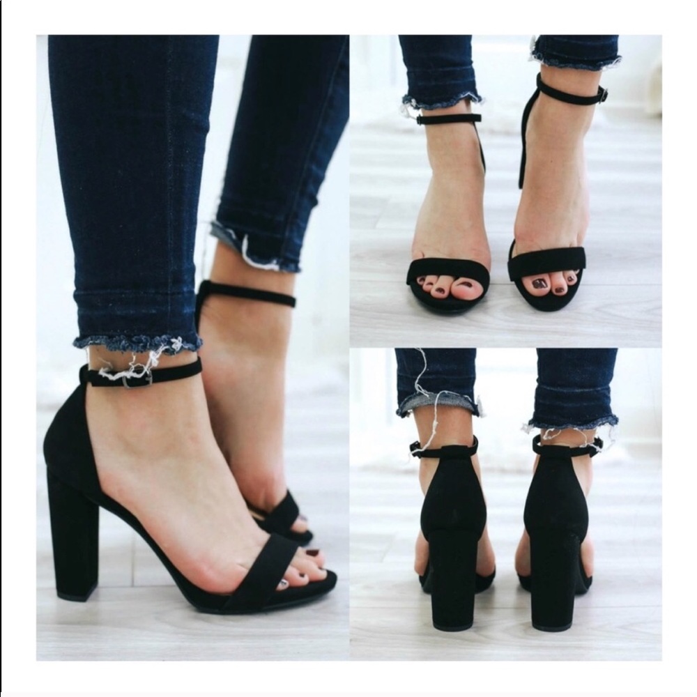 RESTOCKED😍 black suede flatform heels peeptoe - Picture 3 of 4